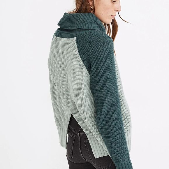 Madewell Sweaters - Madewell Colorblock Eastbrook Turtleneck Cross-Back Sweater Cotton-Merino Medium